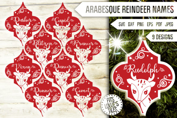Arabesque Reindeer Names Bundle for Crafts