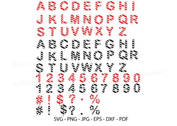 Candy Cane Letters Numbers Svg