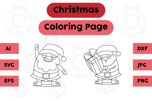 Christmas Coloring Page Santa Claus Set for Branding and Packaging