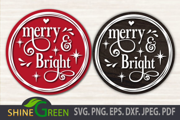 Christmas Ornament - Merry and Bright for Crafts