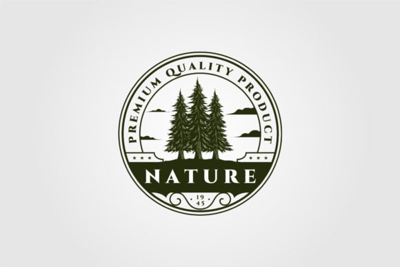 Pine Tree Emblem Vector Logo Design