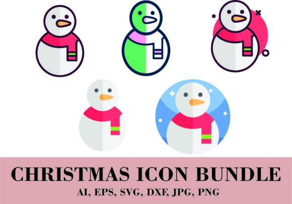 Snowman Icon Bundle: Festive Graphic Design Asset