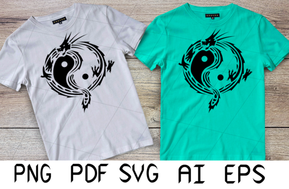 Yin Yang Dragon Crafts Graphic Design Asset